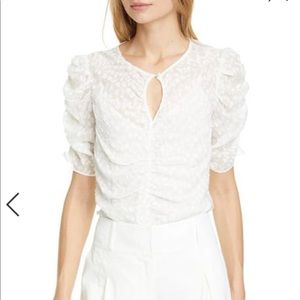 NWT Frame Silk Shirred Keyhole Ivory Top S